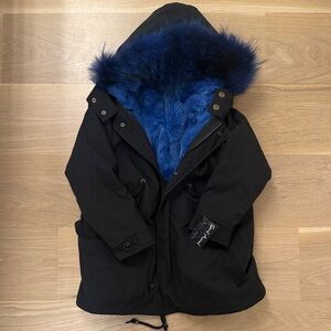 Kids Black Jacket with Blue Fur Lining